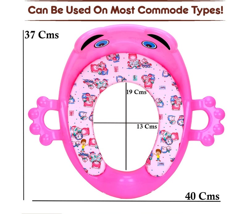 FLIPZON Premium Baby Cushioned Potty Seat with Easy Grip Handles and Comfortable Seat / Toilet Seat with Handle for Kids / Suitable for Baby Boy/Girl (Pink), Plastic - Image 3