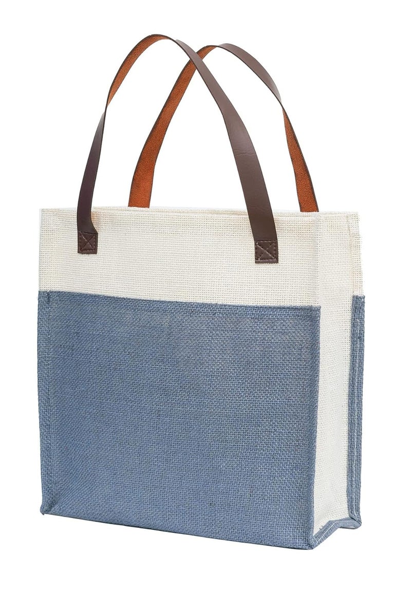 JUTEKA Stylish, Baby Pink,Durable, Multipurpose Hand Bag for Lunch, Shopping, Eco Friendly Jute Bag with Leather Handles…… - Image 4