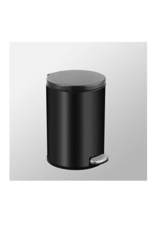 Generic Stainless Steel Double Layer Dustbin with Pedal and Lid For Bathroom Kitchen,Silent Lidded Trash Bin,Fingerprint-Proof Modern Garbage Can,Round Bucket with Handle for Home Office (Black, 8L)  - Image 1