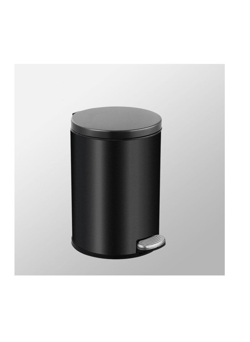 Generic - Stainless Steel Double Layer Dustbin with Pedal and Lid For Bathroom Kitchen,Silent Lidded Trash Bin,Fingerprint-Proof Modern Garbage Can,Round Bucket with Handle for Home Office (Black, 8L) - Image 1