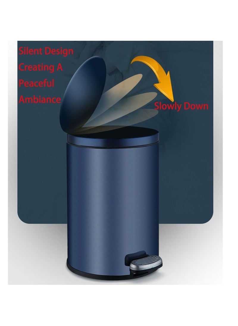 Generic - Stainless Steel Double Layer Dustbin with Pedal and Lid For Bathroom Kitchen,Silent Lidded Trash Bin,Fingerprint-Proof Modern Garbage Can,Round Bucket with Handle for Home Office (Black, 8L) - Image 1