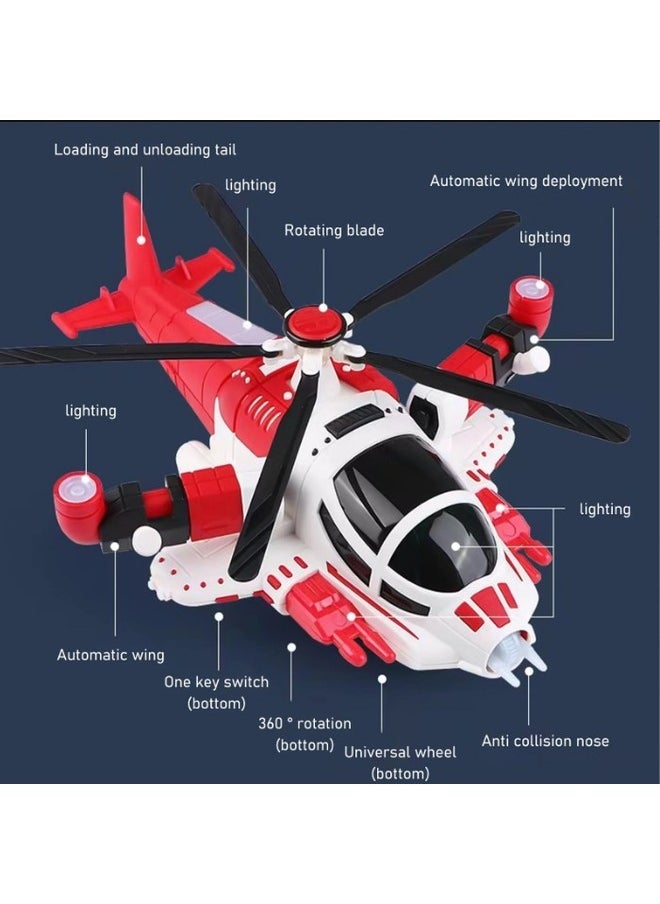 صندوق العاب ألعاب طائرات الهليكوبتر مع أضواء تدور 360 درجة وأضواء ملونة وموسيقى ألعاب أطفال ألعاب هليكوبتر وعرة للأولاد والبنات ألعاب طائرات مصنوعة من مواد متينة ألعاب طائرات للهدايا طائرة هليكوبتر مثالية للأطفال  - Image 4