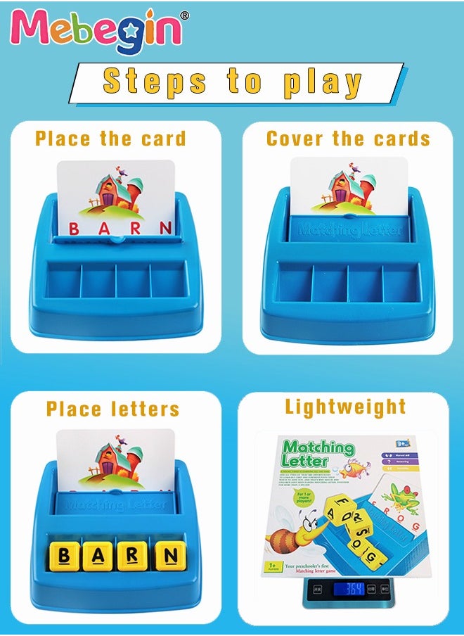 MEBEGIN - Matching Letter Game, Fun Spelling Toys Set with 8 Letter Dice, Alphabet Spelling Reading Flash Cards, Hands-On Learning Toy, Enlightenment Learning Games, Parent-child Interactive Toy, Easy to Memorize Words, Ideal Gifts for Kids - Image 1