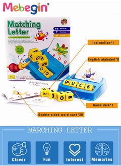 MEBEGIN Matching Letter Game, Fun Spelling Toys Set with 8 Letter Dice, Alphabet Spelling Reading Flash Cards, Hands-On Learning Toy, Enlightenment Learning Games, Parent-child Interactive Toy, Easy to Memorize Words, Ideal Gifts for Kids  - Image 3