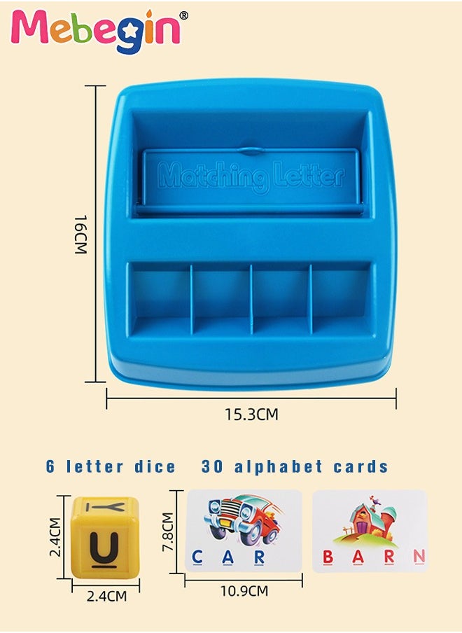 MEBEGIN - Matching Letter Game, Fun Spelling Toys Set with 8 Letter Dice, Alphabet Spelling Reading Flash Cards, Hands-On Learning Toy, Enlightenment Learning Games, Parent-child Interactive Toy, Easy to Memorize Words, Ideal Gifts for Kids - Image 1