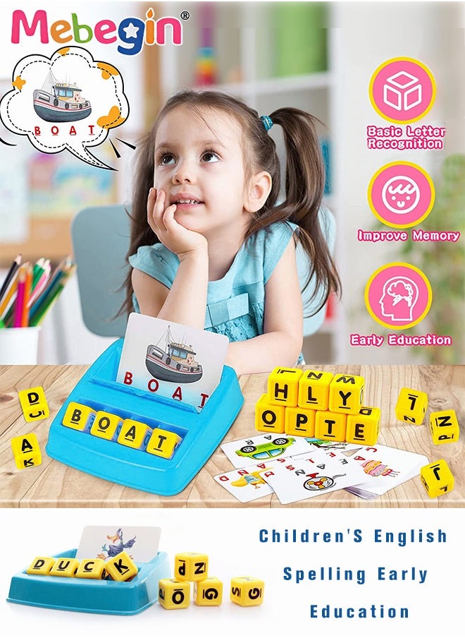 MEBEGIN - Matching Letter Game, Fun Spelling Toys Set with 8 Letter Dice, Alphabet Spelling Reading Flash Cards, Hands-On Learning Toy, Enlightenment Learning Games, Parent-child Interactive Toy, Easy to Memorize Words, Ideal Gifts for Kids - Image 1