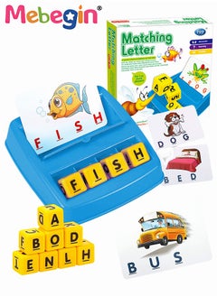 MEBEGIN Matching Letter Game, Fun Spelling Toys Set with 8 Letter Dice, Alphabet Spelling Reading Flash Cards, Hands-On Learning Toy, Enlightenment Learning Games, Parent-child Interactive Toy, Easy to Memorize Words, Ideal Gifts for Kids  - Image 1