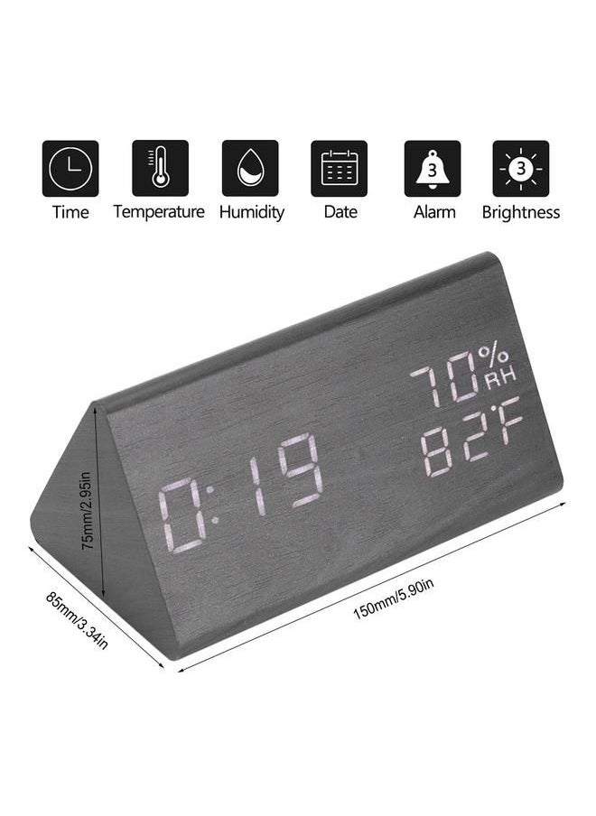 Wooden Alarm Clock, Wood LED Digital Desk Clock With Time Temperature Adjustable Brightness