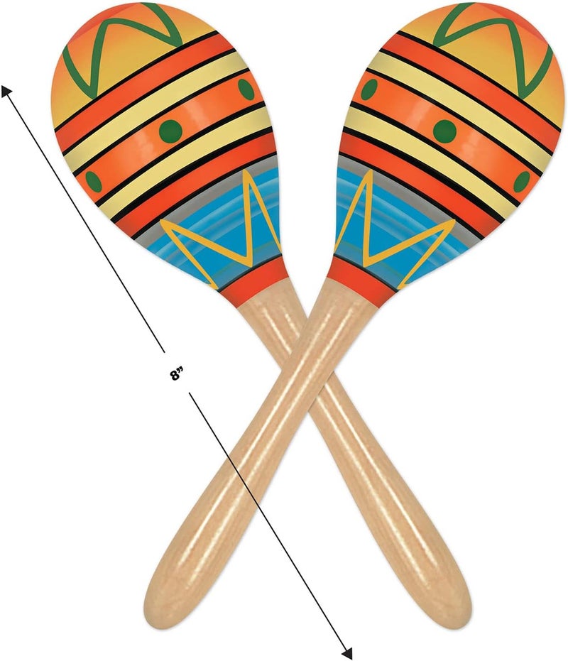 Beistle Fiesta Maracas - 8 Inch Wooden Noisemakers, 2 Pack - Image 2