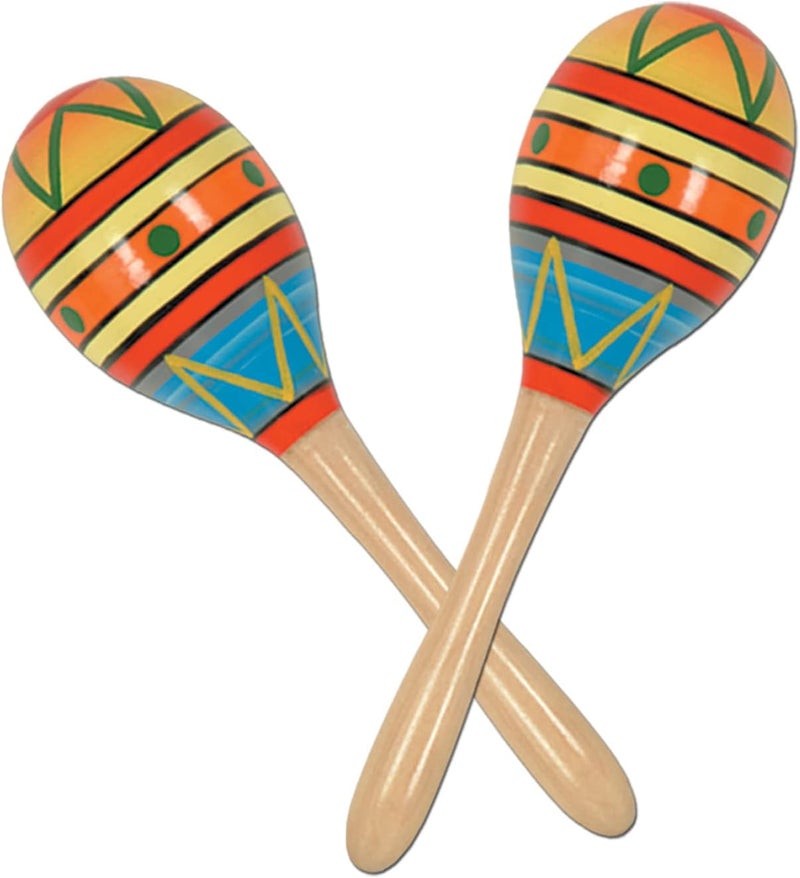 Beistle Fiesta Maracas - 8 Inch Wooden Noisemakers, 2 Pack - Image 1
