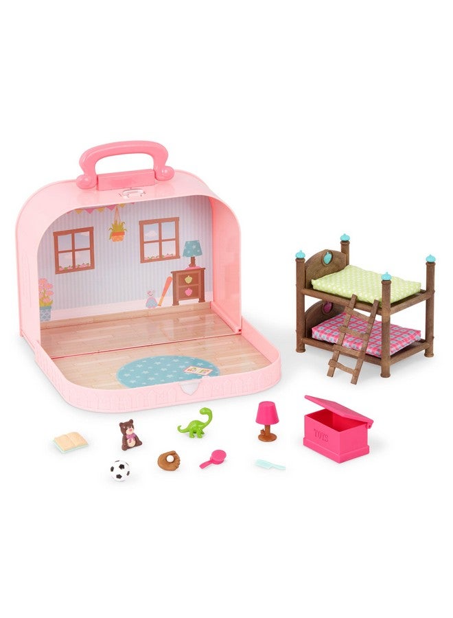 Li'L WOODZEEZ Li’l Woodzeez - Bunk Beds Playset - Travel Toy - Compact Travel Suitcase - Dollhouse Furnitures & Accessories Included - Pretend Play for Kids Age 3+  - Image 1