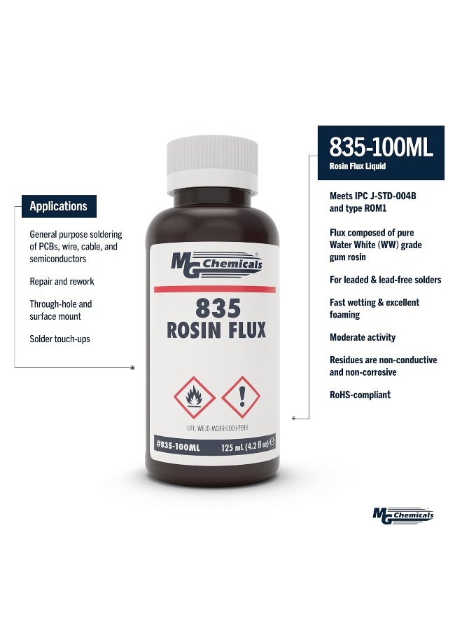 MG Chemicals MG Chemicals - 835-100ML Liquid Rosin Flux, for Leaded and Lead Free Solder, 125 ml Bottle  - Image 3