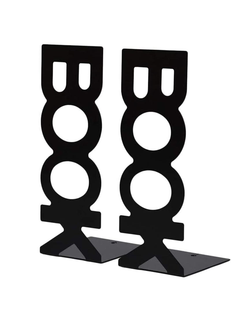 SYOSI Bookend Frame, Retro Organized Creative Lightweight Frame Creative Bookends Frame Organized for School Library Home 2pcs Black  - Image 1