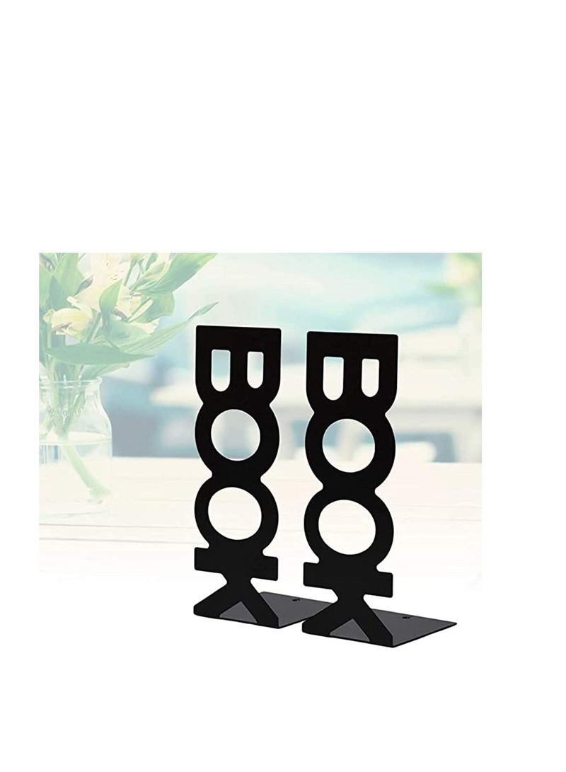 SYOSI Bookend Frame, Retro Organized Creative Lightweight Frame Creative Bookends Frame Organized for School Library Home 2pcs Black  - Image 4