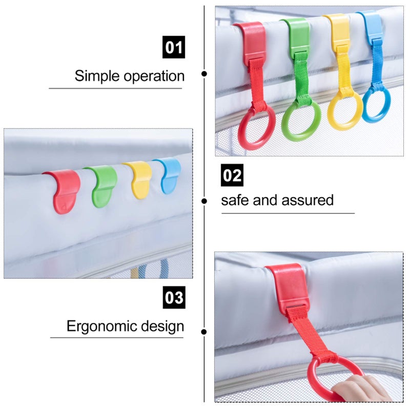 TOYANDONA 4Pcs Pull Ring Baby Bed Stand Up Rings Baby Cot Rings Walking Assistant for Baby Toddler - Image 4