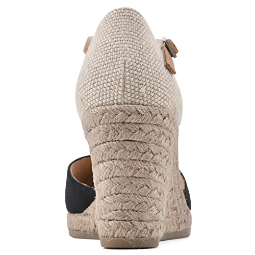 WHITE MOUNTAIN Women's Mamba Espadrille Wedge Sandal, Black/Fabric, 9.5 M - Image 5