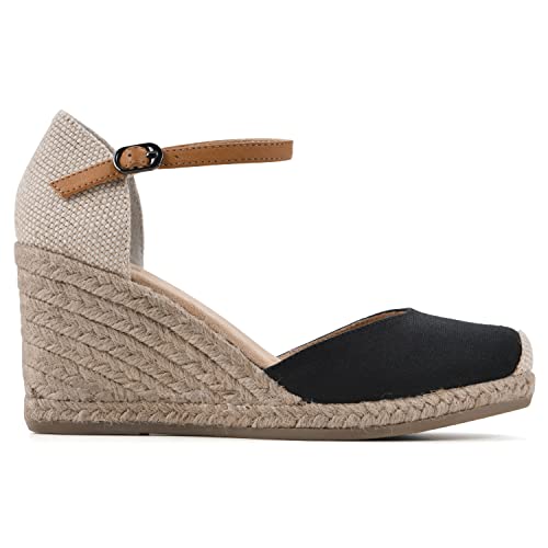 WHITE MOUNTAIN Women's Mamba Espadrille Wedge Sandal, Black/Fabric, 9.5 M - Image 3