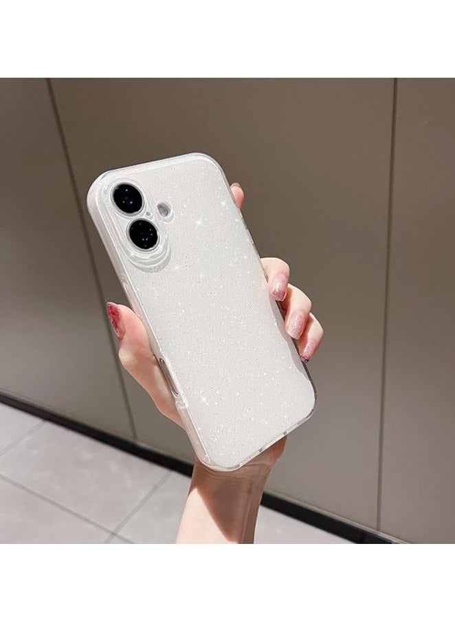 Compatible with iPhone 16 Plus Case,Cute Aesthetic Bling Glitter Thin Slim Shockproof Soft TPU Sparkly Shiny Girly Cover for Women Girl for iPhone 16 Plus Case 6.7 inch-White - Image 1