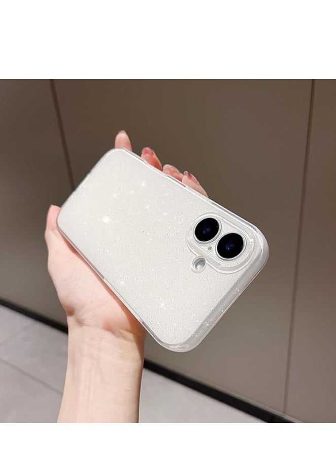 Compatible with iPhone 16 Plus Case,Cute Aesthetic Bling Glitter Thin Slim Shockproof Soft TPU Sparkly Shiny Girly Cover for Women Girl for iPhone 16 Plus Case 6.7 inch-White - Image 4