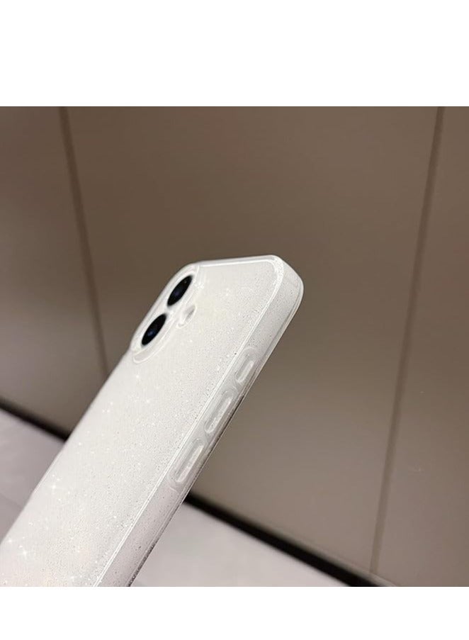 Compatible with iPhone 16 Plus Case,Cute Aesthetic Bling Glitter Thin Slim Shockproof Soft TPU Sparkly Shiny Girly Cover for Women Girl for iPhone 16 Plus Case 6.7 inch-White - Image 5