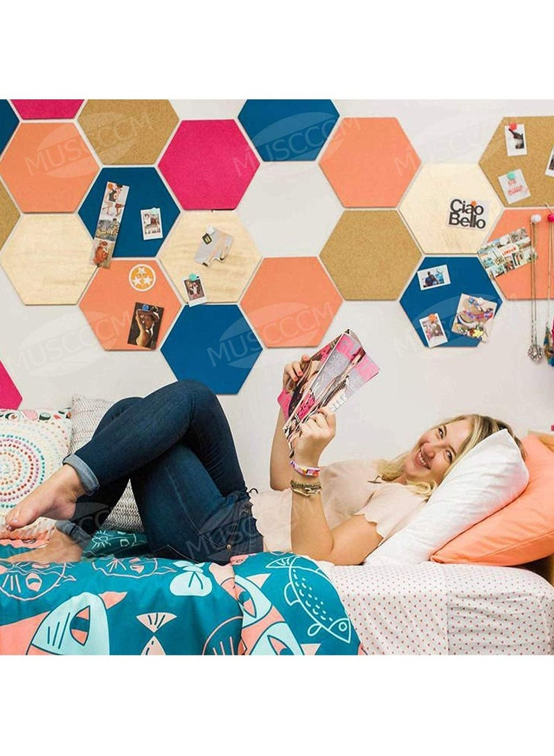8 Pieces of Hexagonal Cork Board Self Adhesive DIY Wall Bulletin Board with 50 Pushpin Pins for Home Decor Photo Hanging Office Memo Message Board 20x17.3x0.6cm - Image 4