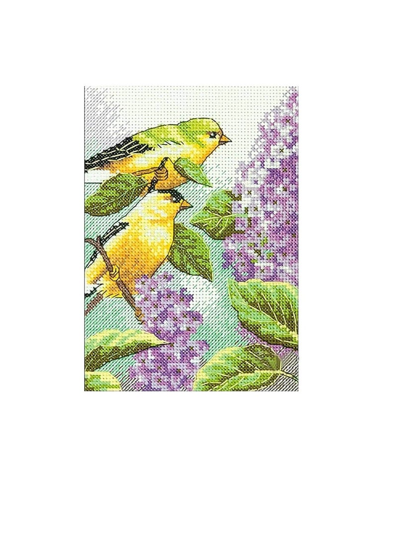 مجموعة الغرز المتقاطعة المصغرة ذات الحسون والليلك 5 بوصة × 7 بوصة - Image 1