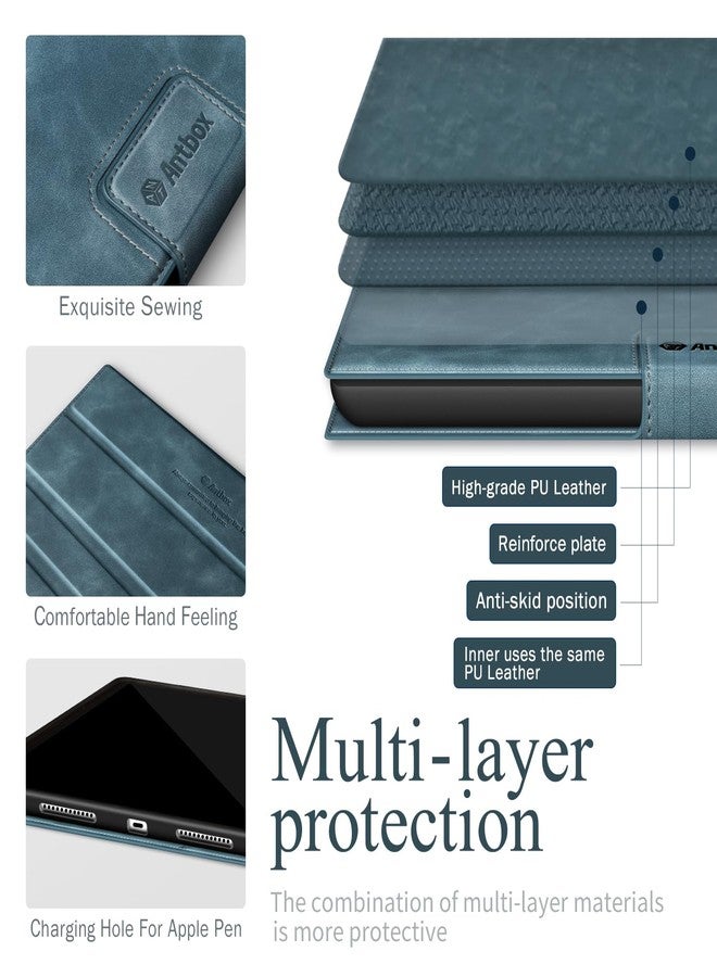 Antbox Case for iPad (A16) 11th (11'')/ 10th Generation (10.9'') High Grade Skin-Touch Vegan Leather with Built-in Pencil Holder Auto Sleep/Wake Function (Blue) - Image 4