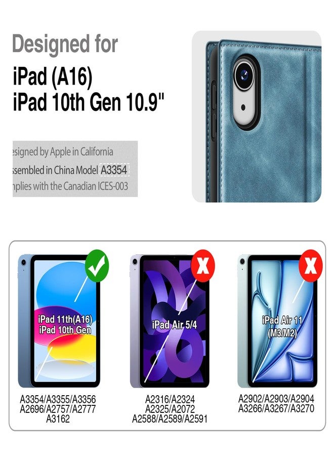 Antbox Case for iPad (A16) 11th (11'')/ 10th Generation (10.9'') High Grade Skin-Touch Vegan Leather with Built-in Pencil Holder Auto Sleep/Wake Function (Blue) - Image 2