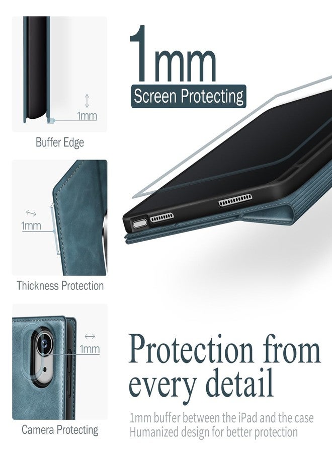 Antbox Case for iPad (A16) 11th (11'')/ 10th Generation (10.9'') High Grade Skin-Touch Vegan Leather with Built-in Pencil Holder Auto Sleep/Wake Function (Blue) - Image 5