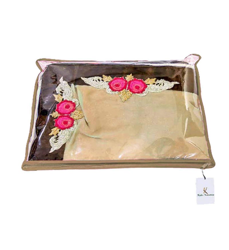 Kuber Industries Clothes Organizer For Wardrobe (Pack of 12) - Single Storage Organizer For Saree | Salwar Suit | Lehenga - Dress Organizer For Wardrobe - Single Saree Covers With Zip (Beige) - Image 2