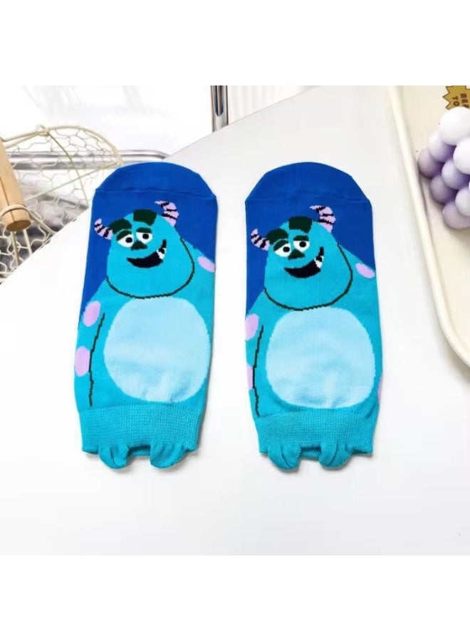 5 أزواج من جوارب الأزواج للرجال والنساء بتصميم دب ياباني لطيف ومضحك بثلاث عيون وأذنين صغيرتين، مريحة وجيدة التهوية وتمتص العرق ومقاومة للرائحة. - Image 3