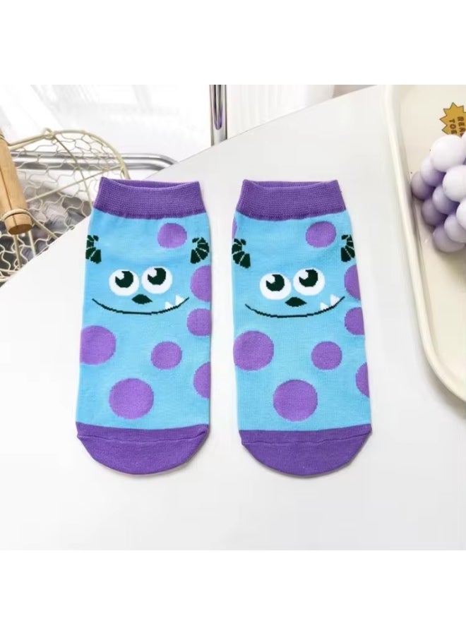 5 أزواج من جوارب الأزواج للرجال والنساء بتصميم دب ياباني لطيف ومضحك بثلاث عيون وأذنين صغيرتين، مريحة وجيدة التهوية وتمتص العرق ومقاومة للرائحة. - Image 5