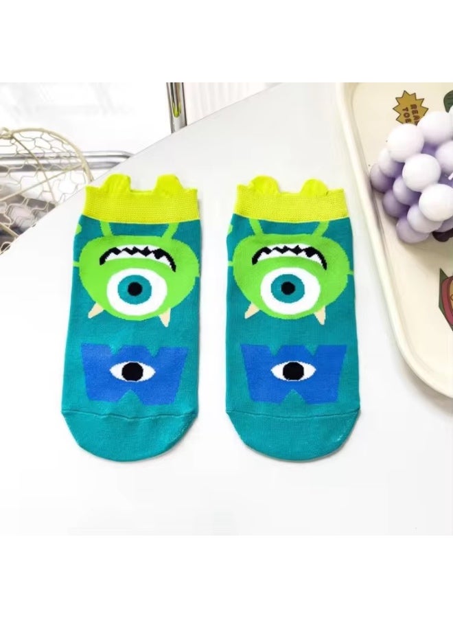 5 أزواج من جوارب الأزواج للرجال والنساء بتصميم دب ياباني لطيف ومضحك بثلاث عيون وأذنين صغيرتين، مريحة وجيدة التهوية وتمتص العرق ومقاومة للرائحة. - Image 2