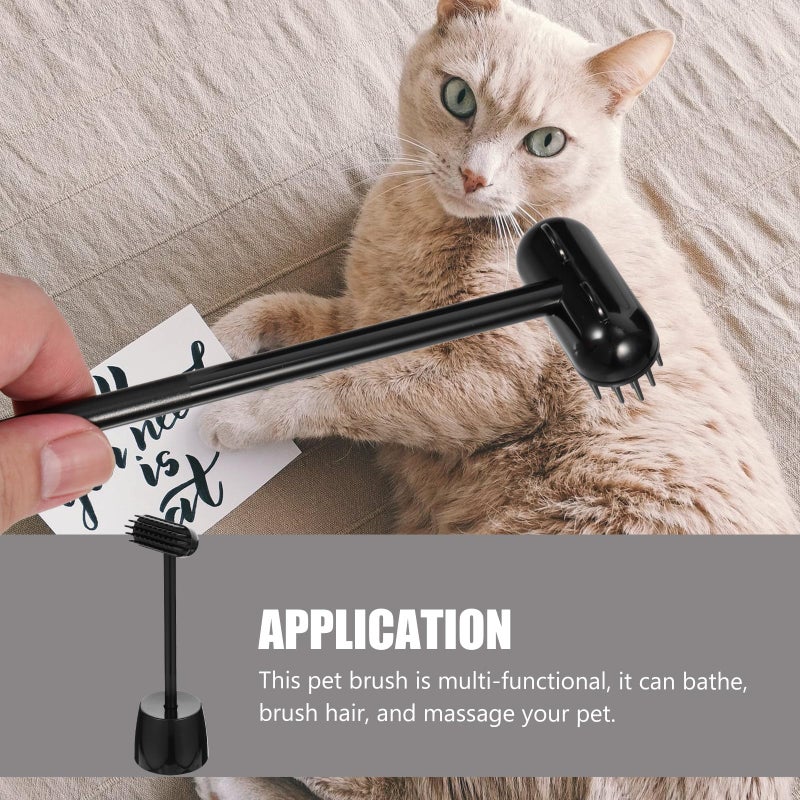 Cat Grooming Comb And Massage Brush With Storage Base Multi Functional Pet Hair Remover Black - Image 4