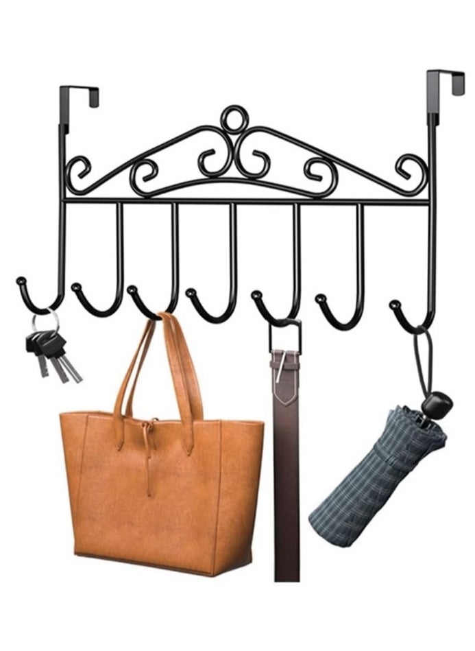 Generic Clothes Hangers Over Door - Non Slip Metal Clothes Hangers, Heavy Duty Coat and Clothes Hangers, Metal Laundry Hangers for Adults - Clothes Hanger Door Hanger - Bathroom and Bedroom Door Hanger - Door Hanger - Over Door Metal Hanger with 7 Hooks Organizer for Towels, Clothes, Keys, Robes, Hats - Metal Hangers Over Door with 7 Hooks, Suitable for Towels, Coats, Clothes, Hats, Bedroom, Bathroom - Door Coat Hangers Over Door Towel Rack for Hats, Coats, Jackets, Bags, Scarves, Belt, Umbrellas  - Image 1
