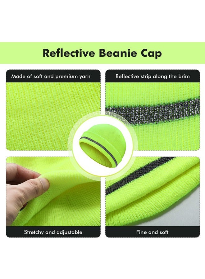 Sintege Reflective Knit Hat Safety Beanies Adult High Visibility Beanie Neon Winter Knit Caps with Reflective Stripe, Black, Orange, Fluorescent Yellow, 8.5 x 8.0 inches in length and width - Image 3