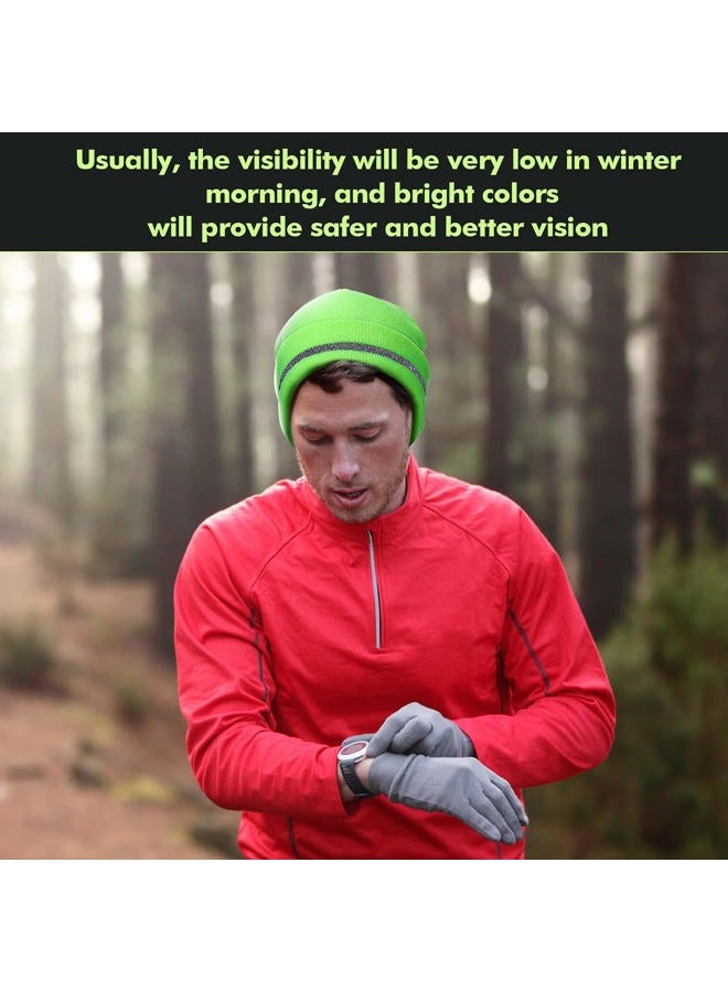 Sintege Reflective Knit Hat Safety Beanies Adult High Visibility Beanie Neon Winter Knit Caps with Reflective Stripe, Black, Orange, Fluorescent Yellow, 8.5 x 8.0 inches in length and width - Image 5