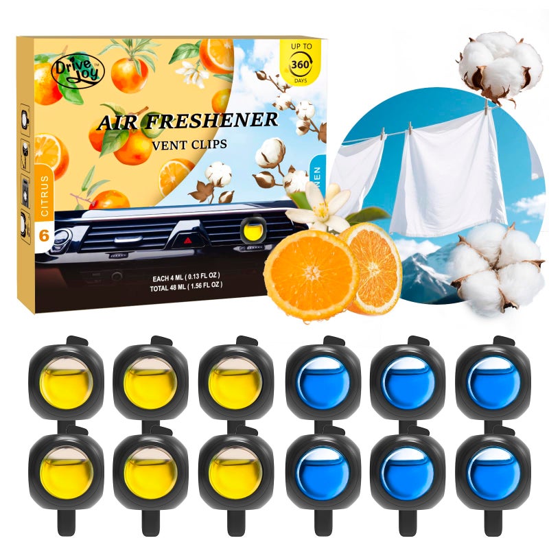 DRIVEJOY Car Air Freshener Vent Clips 12 Pack 6 Linen 6 Citrus Provides LongLasting Scent Up to 360 Days Car Fresheners - Image 3