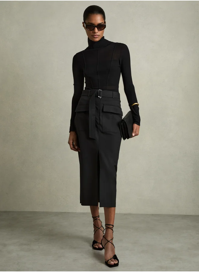 REISS Pencil Cargo Skirt