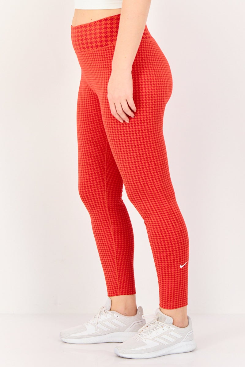 Nike Women Dri Fit Brand Logo Training 7/8 Leggings, Red - Image 2
