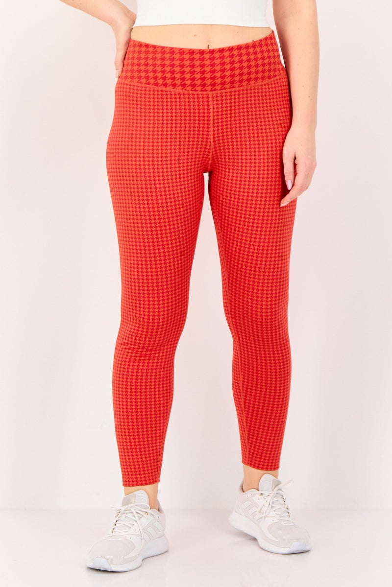 Nike Women Dri Fit Brand Logo Training 7/8 Leggings, Red - Image 1