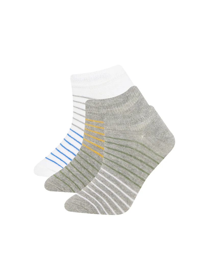 ديفاكتو 3-Pack Cotton Striped Ankle Socks