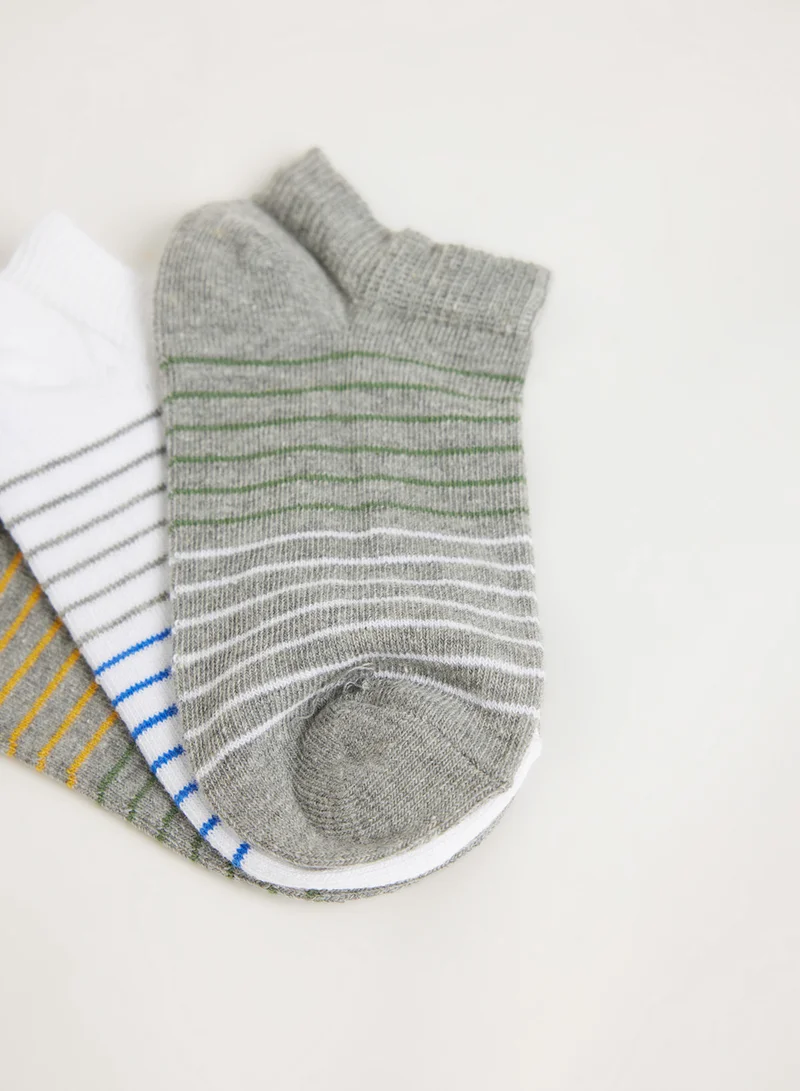 DeFacto 3-Pack Cotton Striped Ankle Socks
