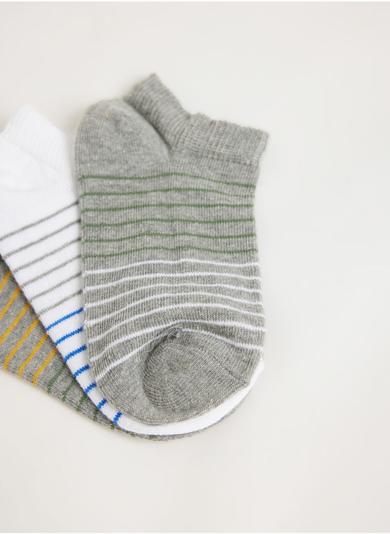 DeFacto - 3-Pack Cotton Striped Ankle Socks - Image 1