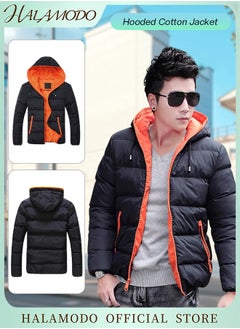 HALAMODO Men's Jackets with Hood Zip Up Hoodie Lightweight Winter Sweatshirt Quilted Hooded Bubble Down Jackets Fleece Sherpa Lined Warm Jacket for Travelling Cycling Hiking  - Image 1