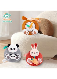 Generic Happy Monkey Can't Tear Up Early Education Puzzle Three-dimensional Cloth Book Baby Cognition Plush Animal Toy With Alarm Clock-Color:Hmk Rabbit Alarm Cloth Book  - Image 2