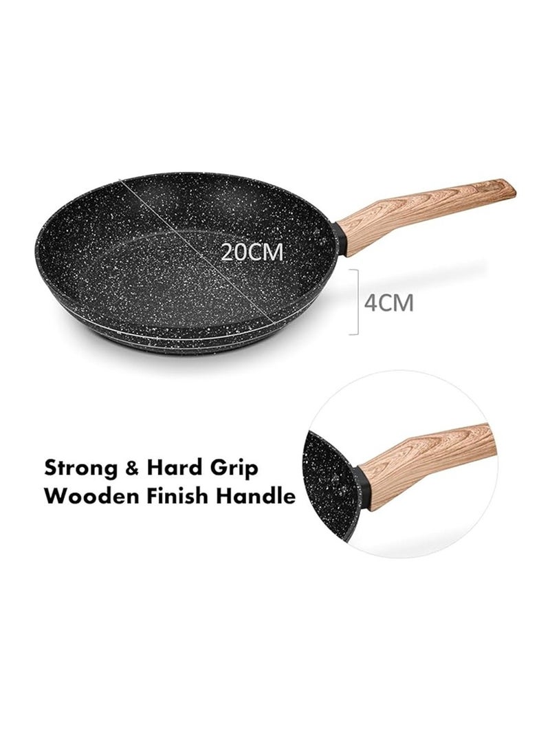 Auroware - Auroware 20CM Non Stick Fry pan Black  Forged Aluminium 3 Layer Marble Coating Kitchen Dishwasher Safe PFOA Free Healthy cook and Safe - Image 1
