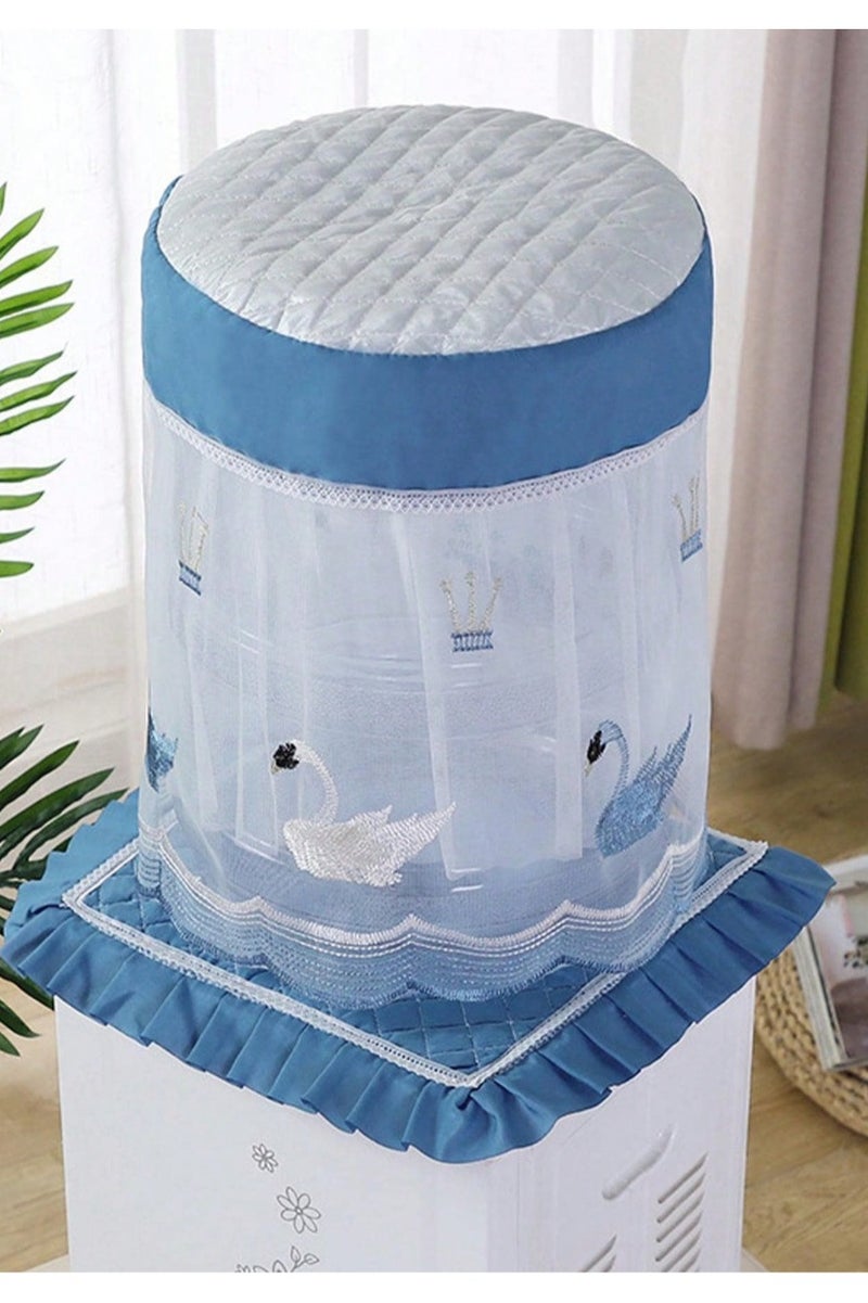 Water Dispenser Bottle Cover Blue Lace Fabric 2-Piece Dustproof Cover Cute Decor for Living Room Water Bucket - Image 1