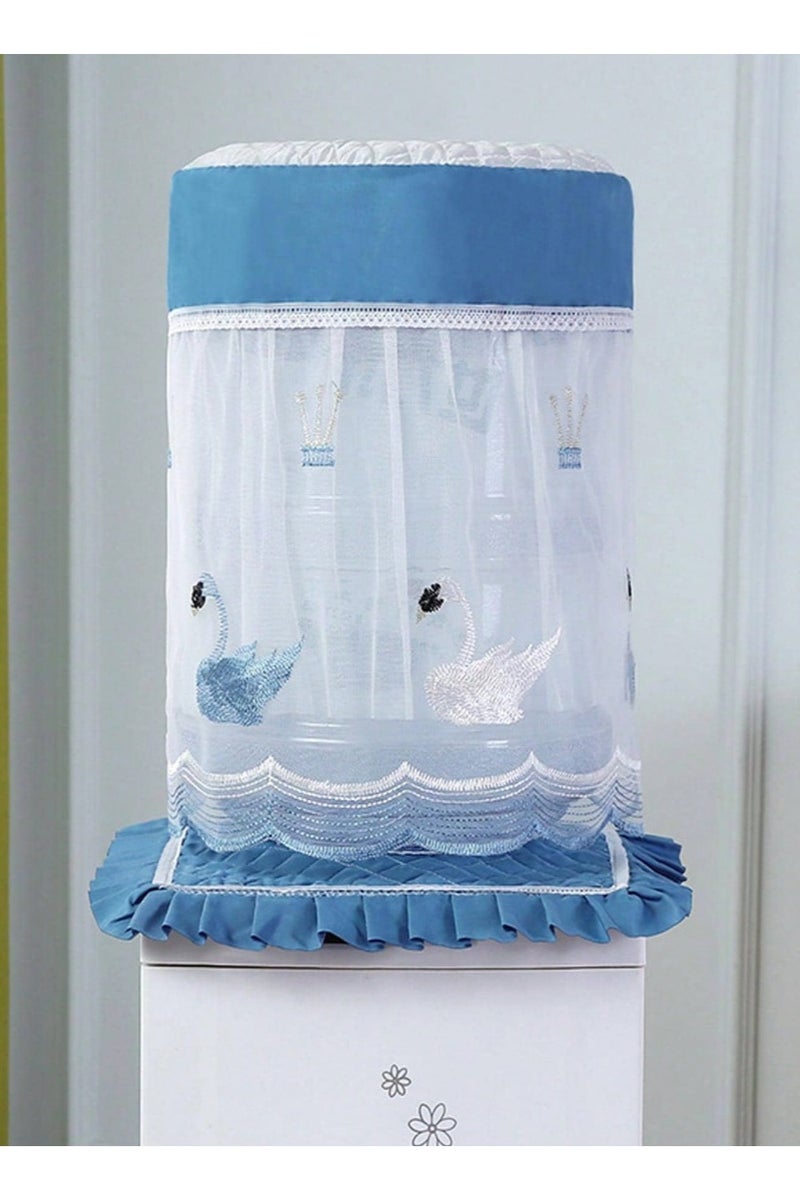 Water Dispenser Bottle Cover Blue Lace Fabric 2-Piece Dustproof Cover Cute Decor for Living Room Water Bucket - Image 2