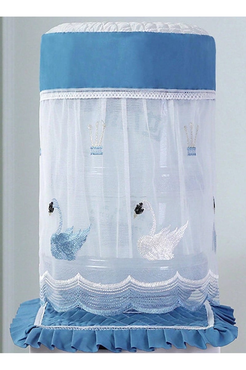 Water Dispenser Bottle Cover Blue Lace Fabric 2-Piece Dustproof Cover Cute Decor for Living Room Water Bucket - Image 3